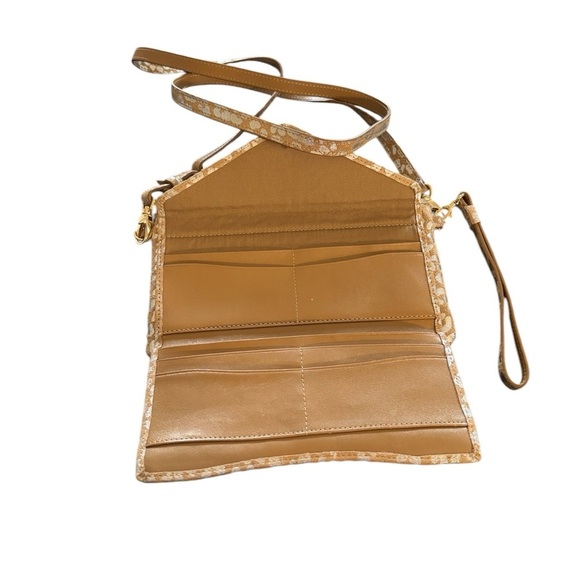 LOTUS Metallic Gold Leopard Print Crossbody Wristlet Handbag/Wallet Pockets - Picture 7 of 9